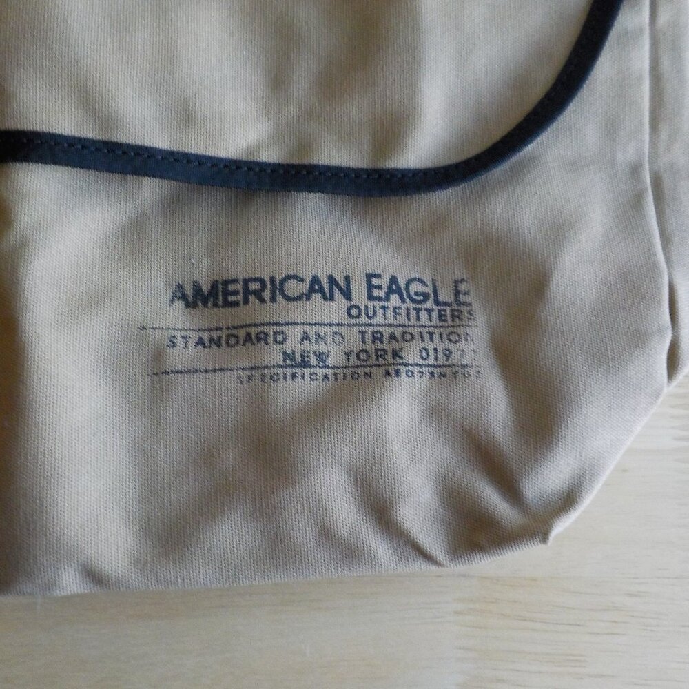American Eagle Canvas Bag Satchel - Shoulder Strip - Lined - Tan - NWT (426)